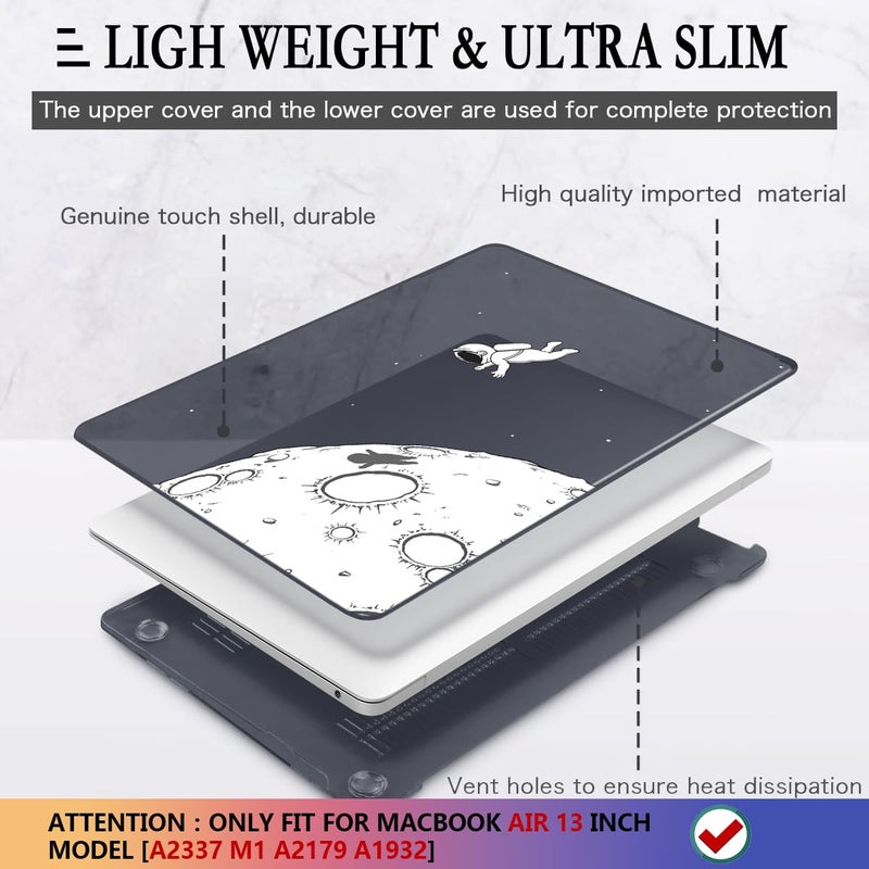 CISSOOK Case Compatible with MacBook Air 13 Inch 2021 2020 2019 2018 Release Model A2337 M1 A2179 A1932  Clear Black Hard Shell with Keyboard Cover for MacBook Air13 2020 with Touch ID  Astronaut - Image 4